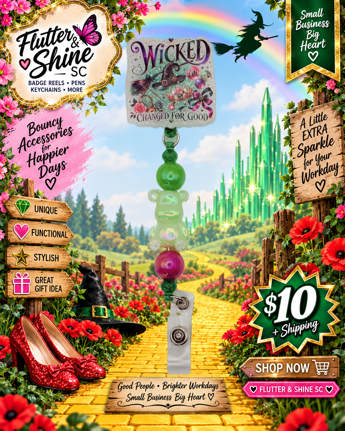 Wicked 'Changed For Good' Beaded Badge Reel