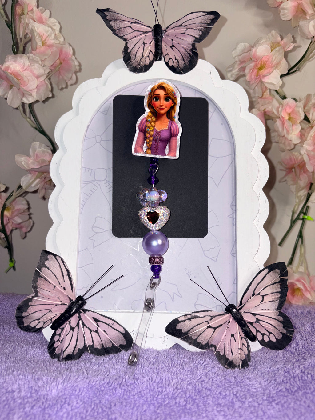 Rapunzel Purple Beaded Badge Reel
