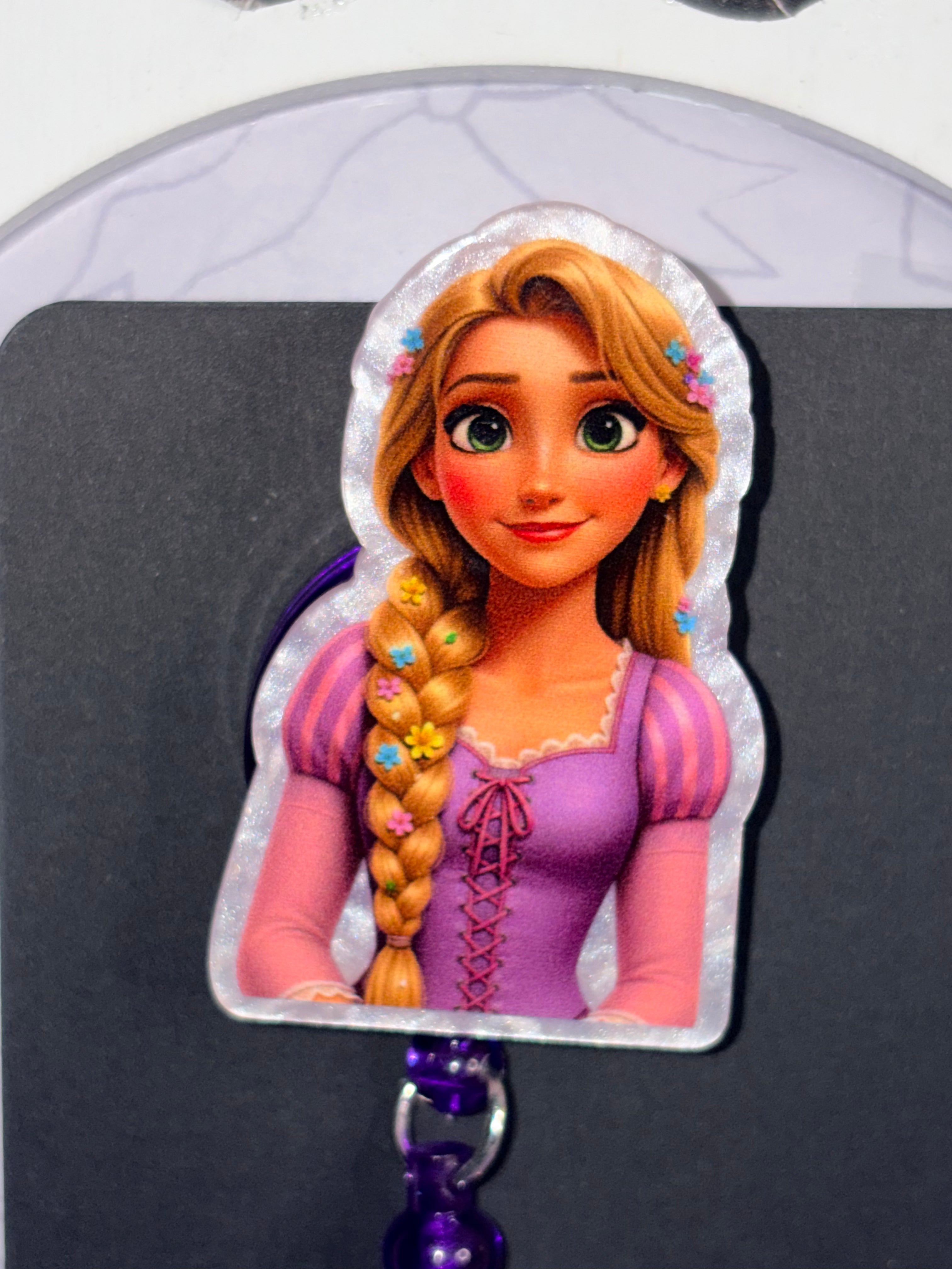 Rapunzel Purple Beaded Badge Reel