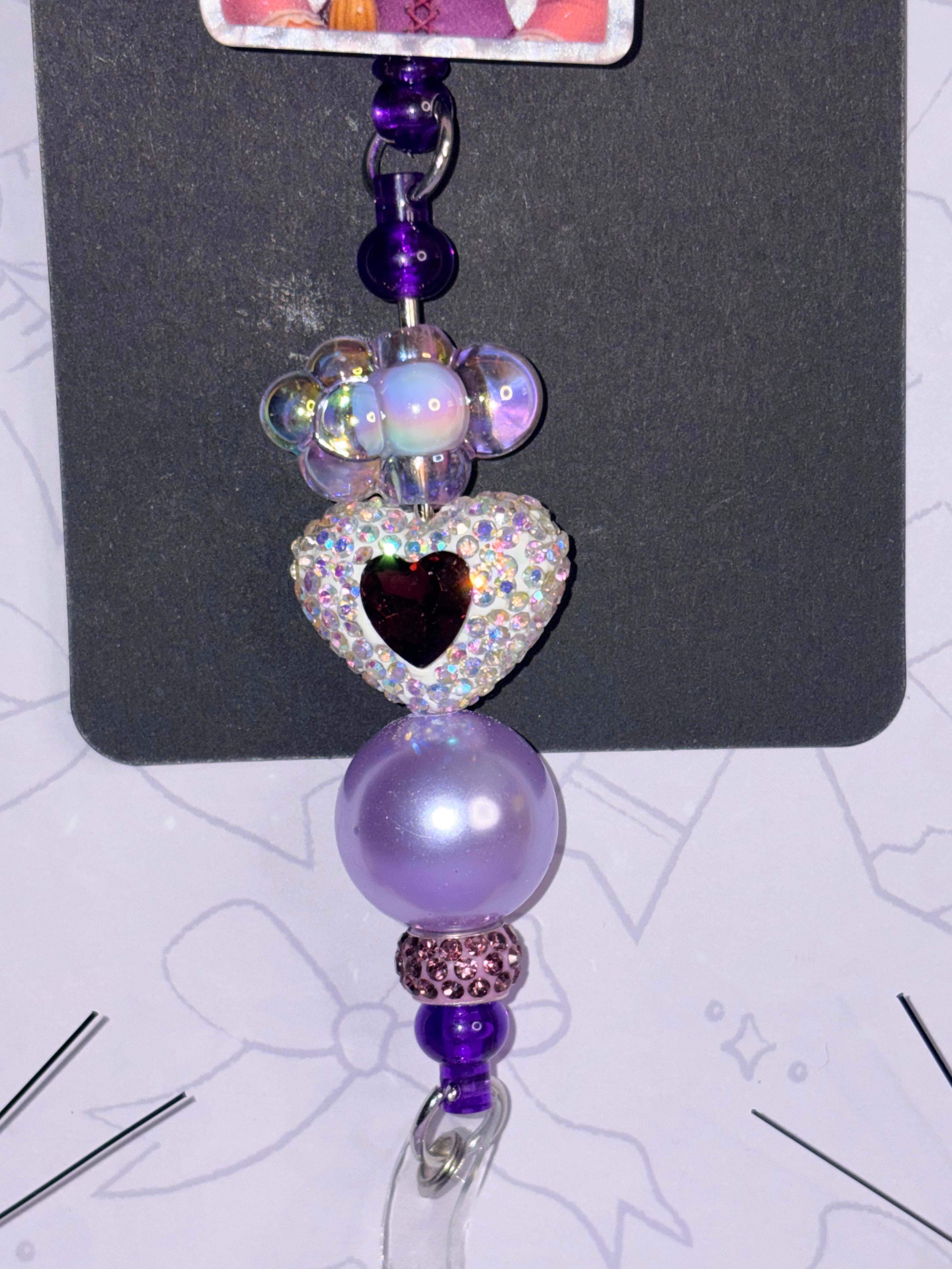 Rapunzel Purple Beaded Badge Reel