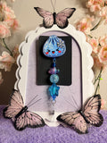 Winter Kawaii Dumpling Badge Reel with Blue Beaded Star Charm