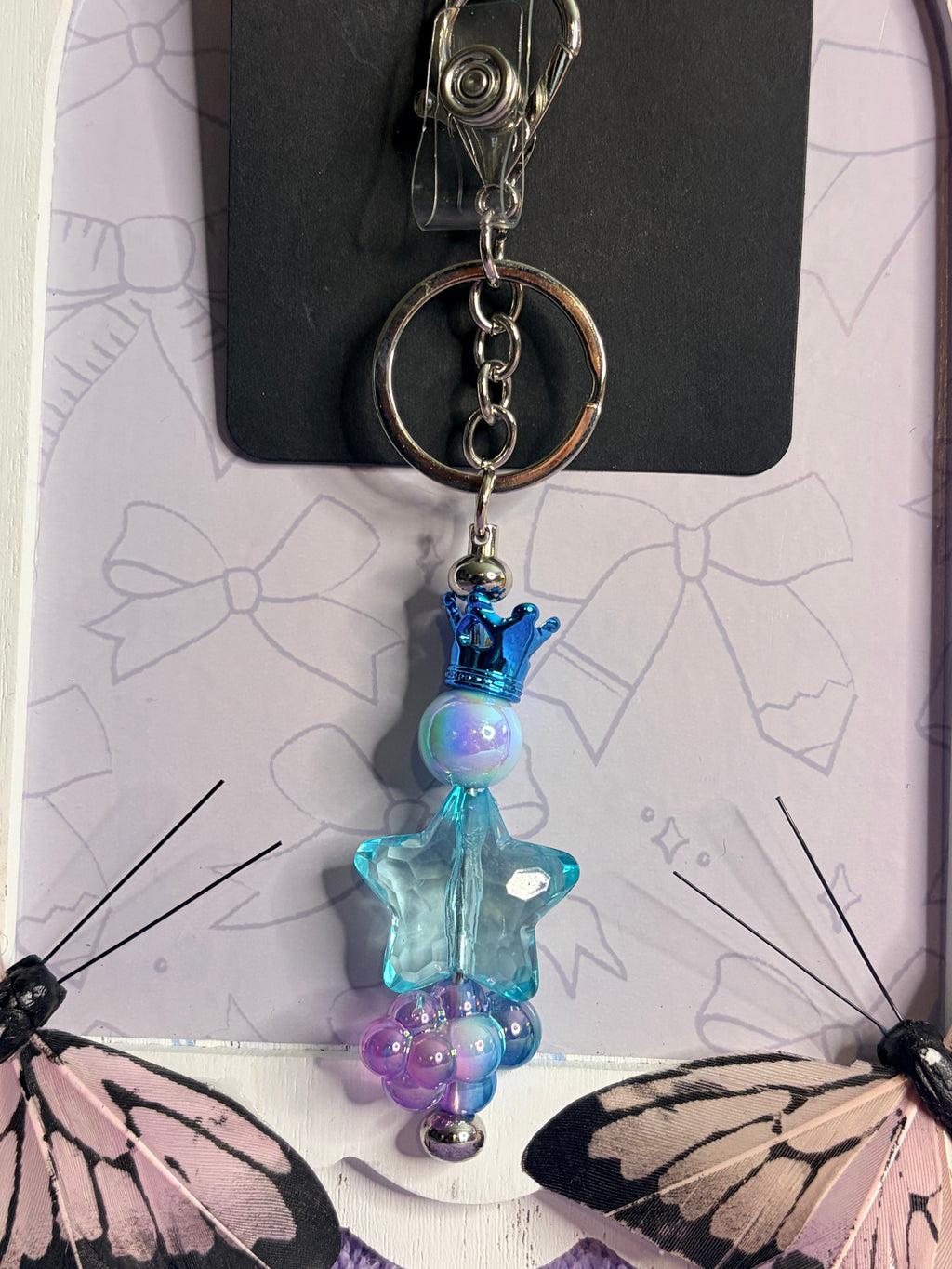 Radiology Badge Reel with Crown Star Crystal Keychain Charm