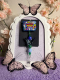 Pediatric Nurse Story Badge Reel with Crystal Butterfly & Beaded Charm Strand