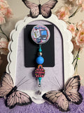 Front Desk Badge Reel with Iced Coffee Club Beaded Charm Strand