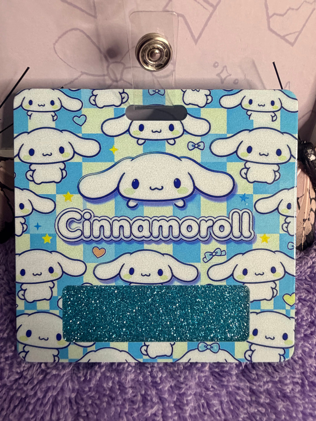 Cinnamoroll Badge Reel Set – Beaded ID Holder with Card Holder