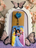 Disney Princess Badge Reel Set – Blue Glitter Heart Reel & Princess ID Card Holder