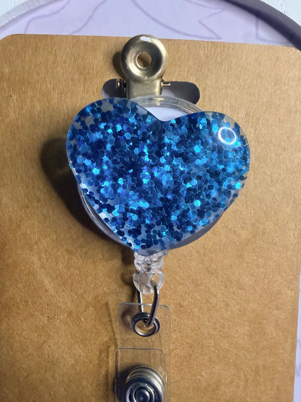 Disney Princess Badge Reel Set – Blue Glitter Heart Reel & Princess ID Card Holder