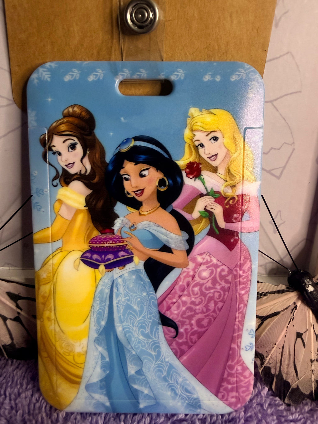 Disney Princess Badge Reel Set – Blue Glitter Heart Reel & Princess ID Card Holder