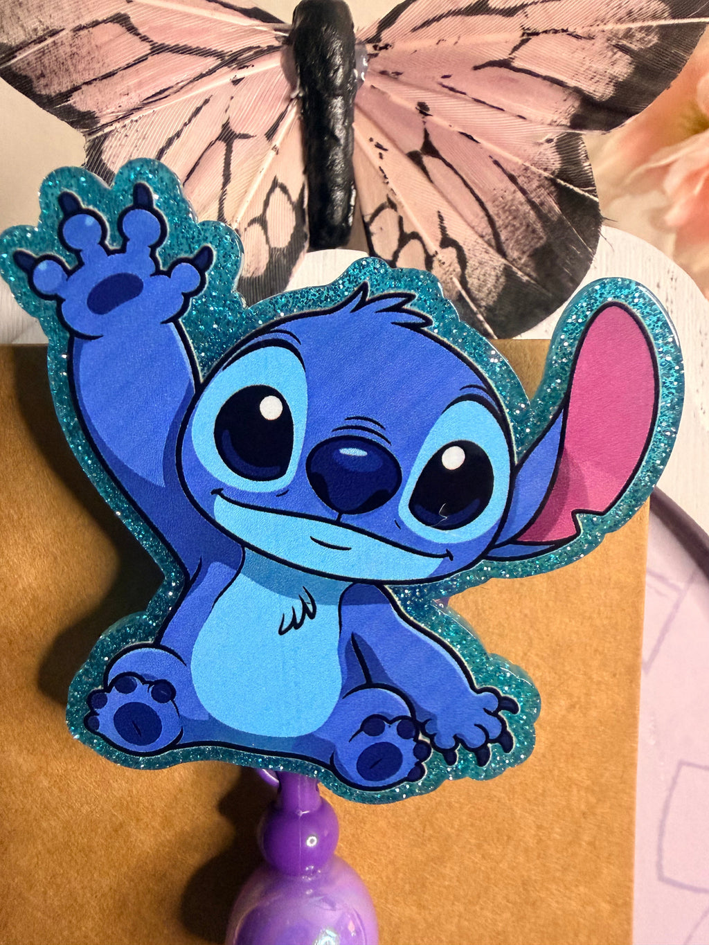 Stitch Beaded Badge Reel Set – Lilo & Stitch Retractable ID Holder with Card Sleeve