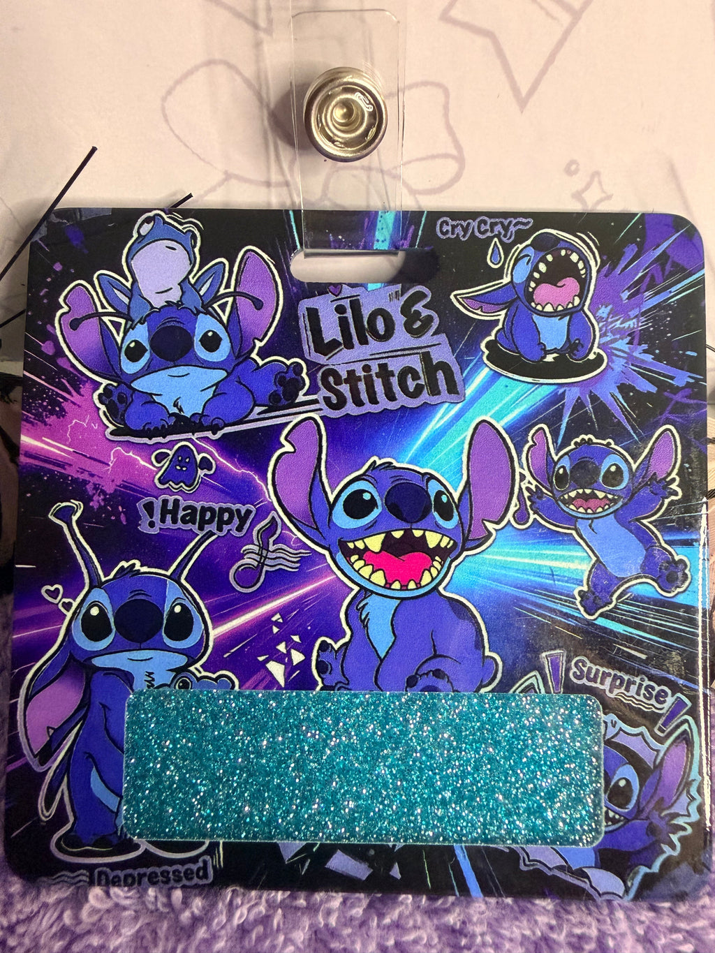 Stitch Beaded Badge Reel Set – Lilo & Stitch Retractable ID Holder with Card Sleeve
