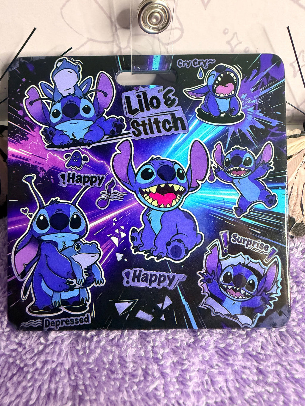 Stitch Beaded Badge Reel Set – Lilo & Stitch Retractable ID Holder with Card Sleeve