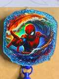 Spider-Man Glitter Beaded Badge Reel – Marvel Retractable ID Holder with Spider-Web Beads