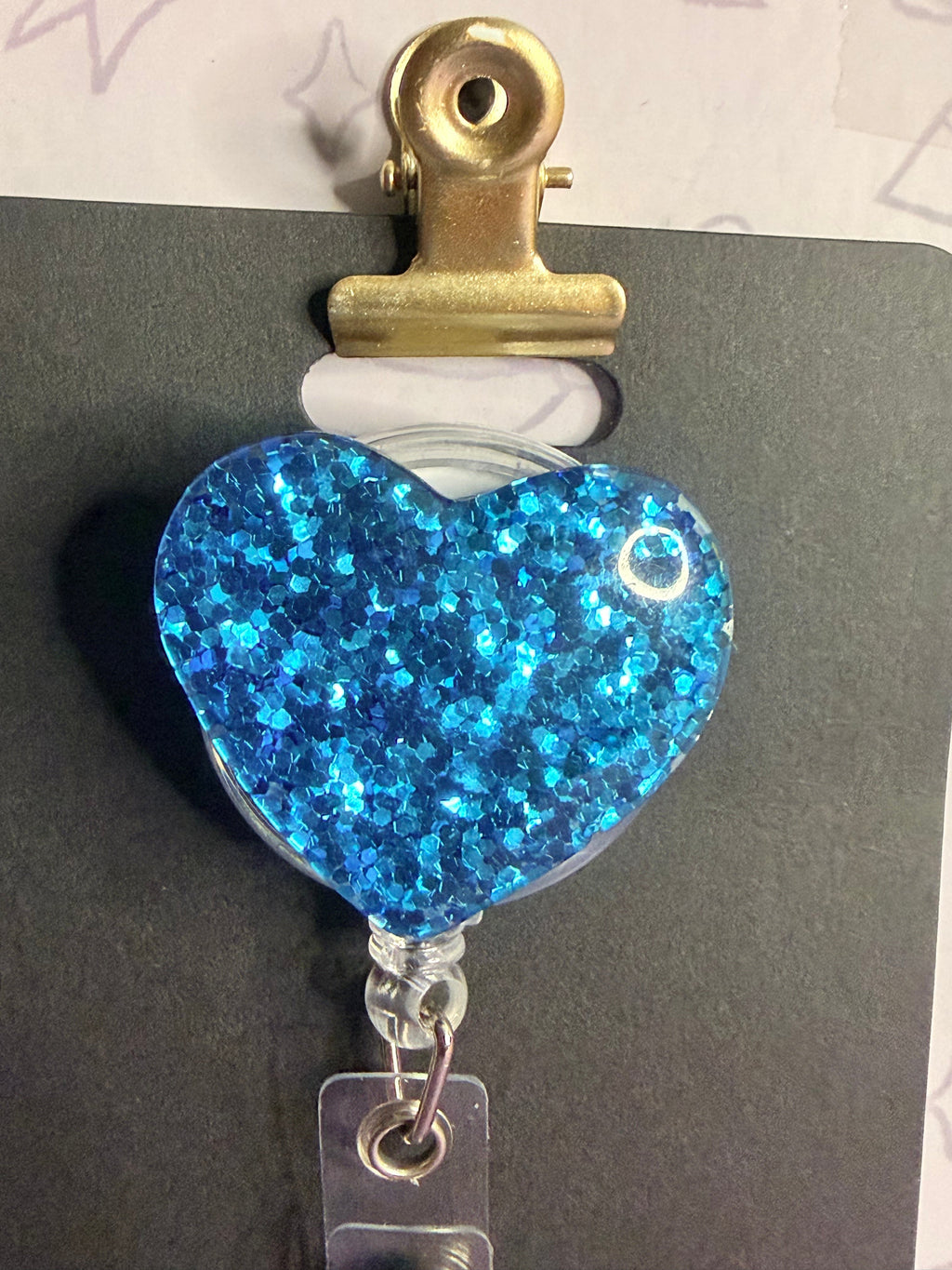 Stitch Coffee Cups Badge Reel & Card Sleeve Set – Teal Glitter Heart Retractable ID Holder with Leopard Print Card Holder
