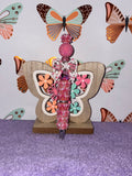 Pink Butterfly Flower Beaded Pen
