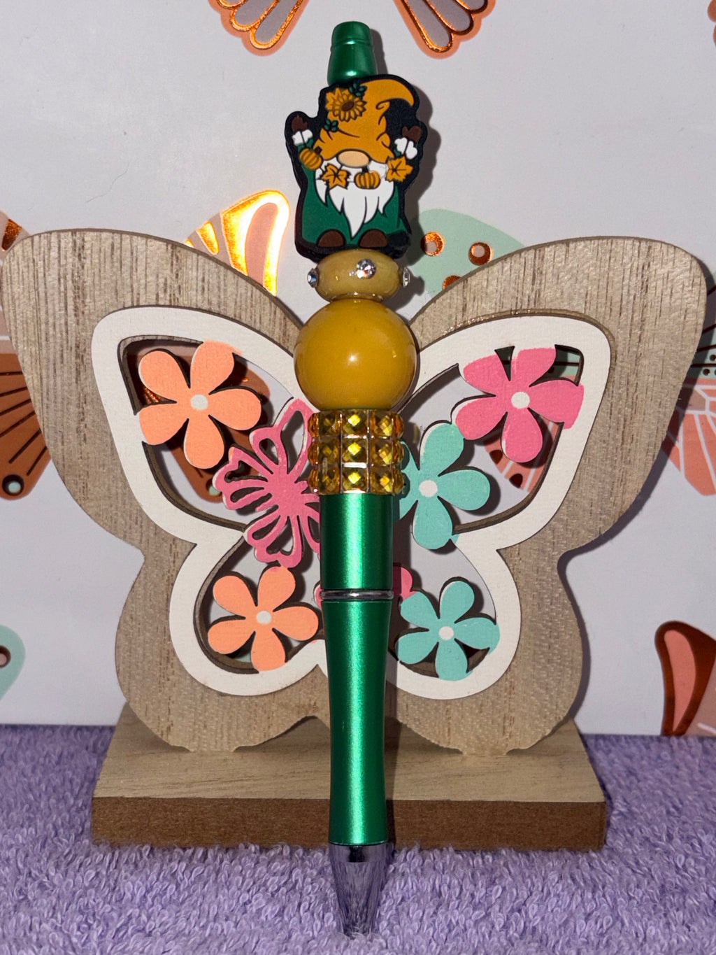 Fall Harvest Gnome Beaded Pen