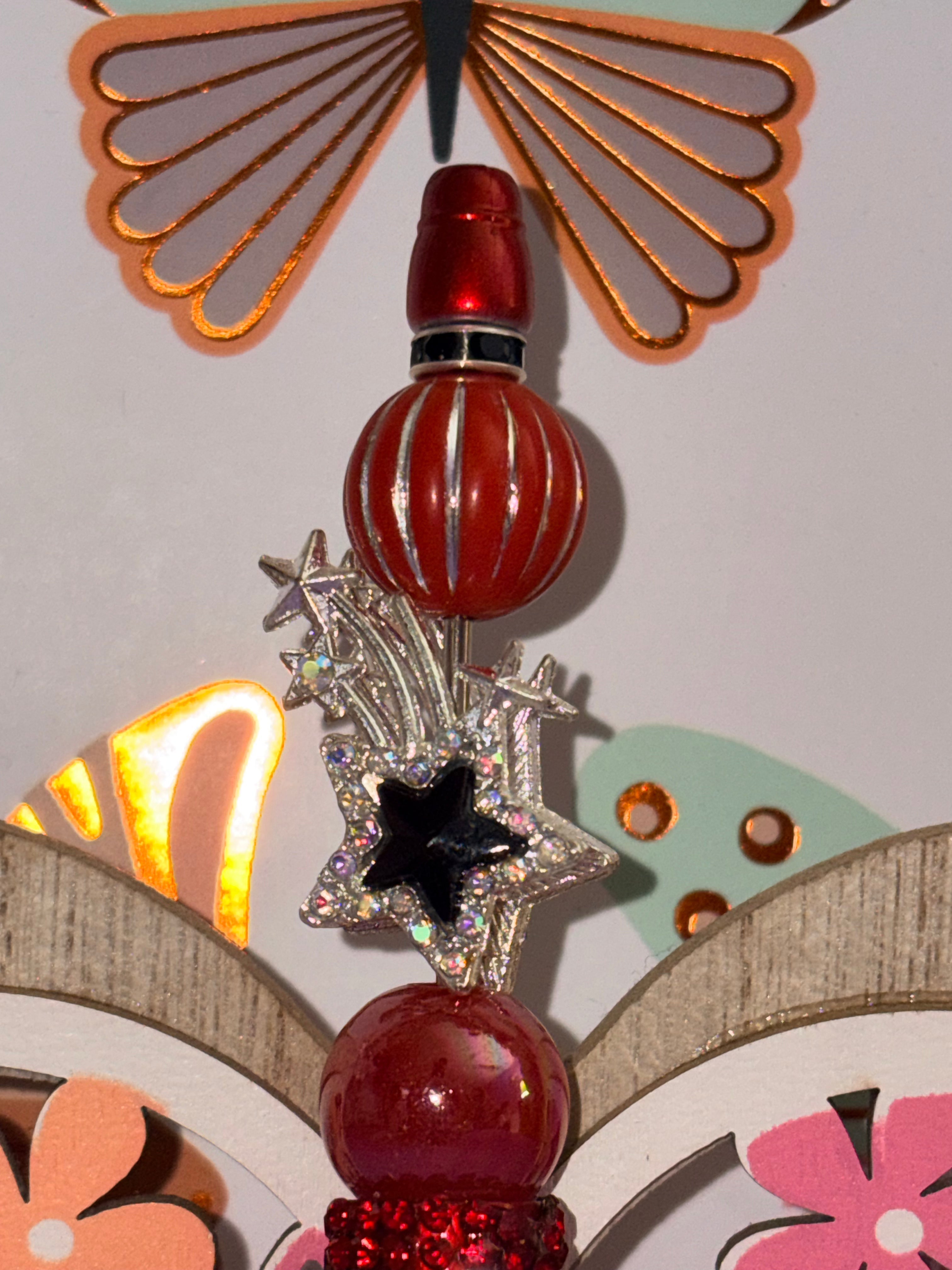 Red Shooting Star Rhinestone Beaded Pen