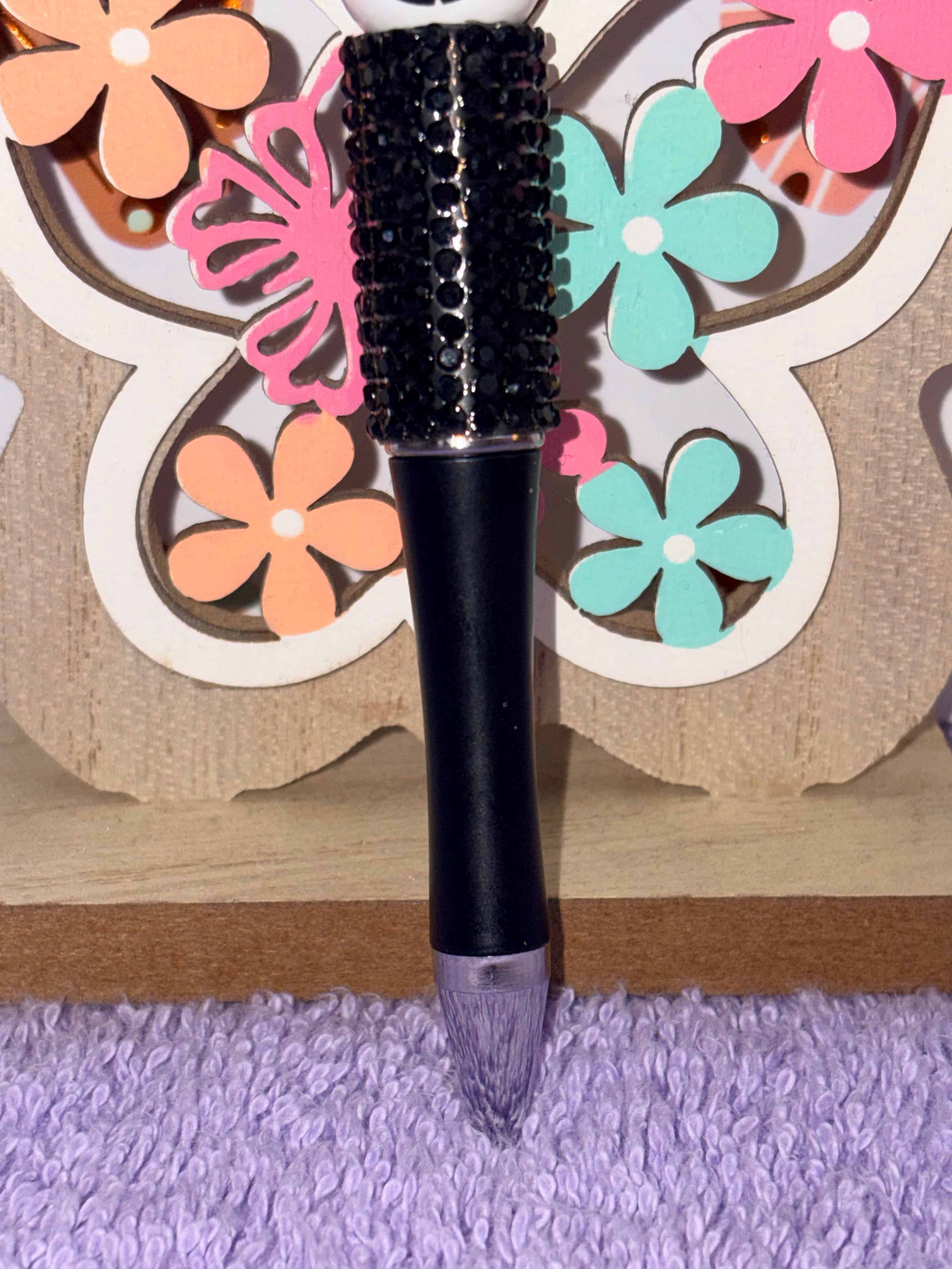 Jack & Sally Nightmare Before Christmas Black Rhinestone Beaded Pen