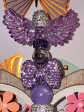 Purple Angel Wings Crystal Rhinestone Bow Beaded Pen