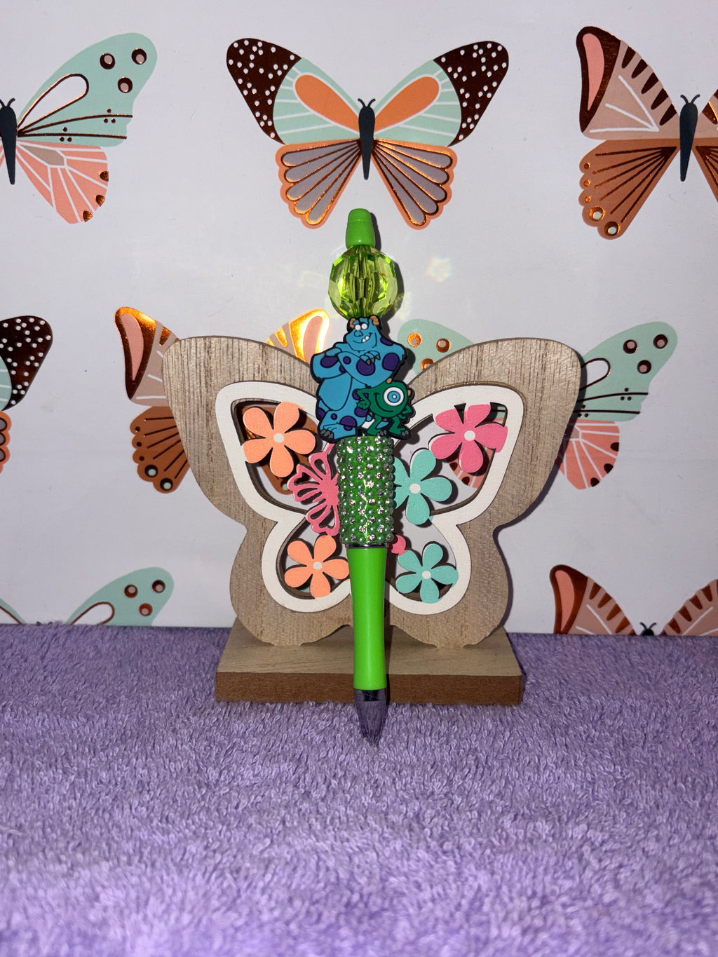 Sulley & Mike Wazowski Monsters Inc. Green Rhinestone Beaded Pen