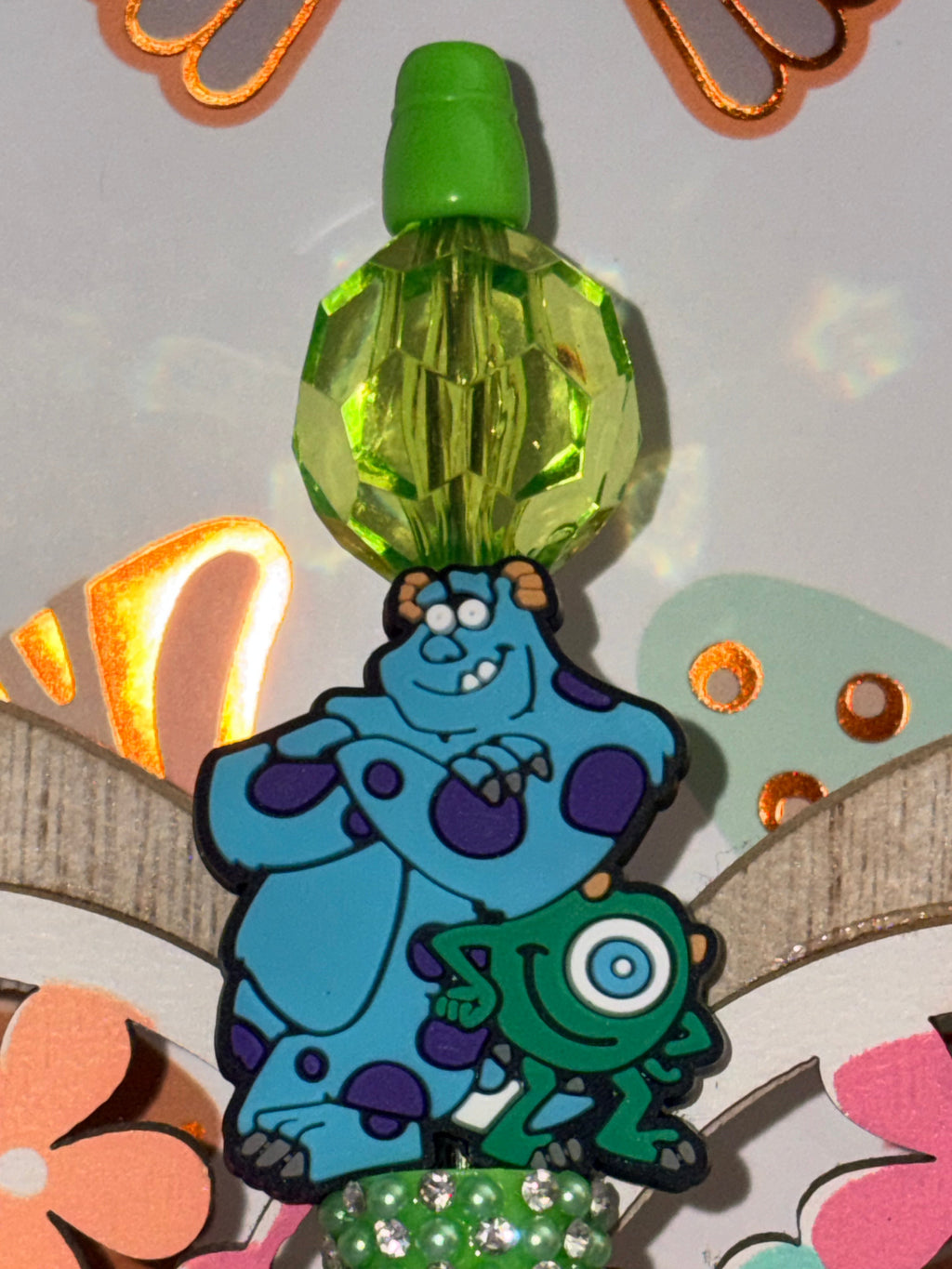 Sulley & Mike Wazowski Monsters Inc. Green Rhinestone Beaded Pen
