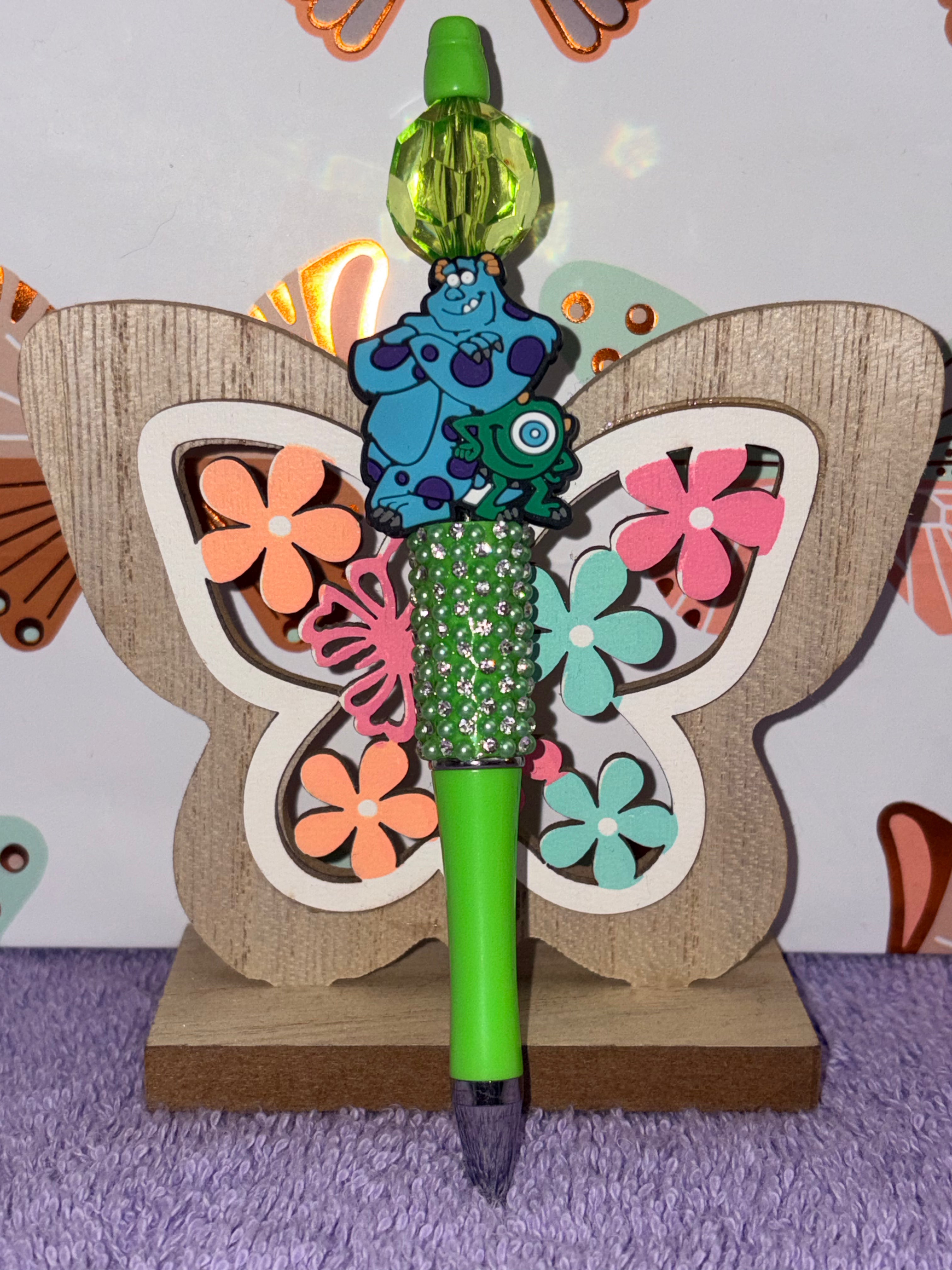 Sulley & Mike Wazowski Monsters Inc. Green Rhinestone Beaded Pen