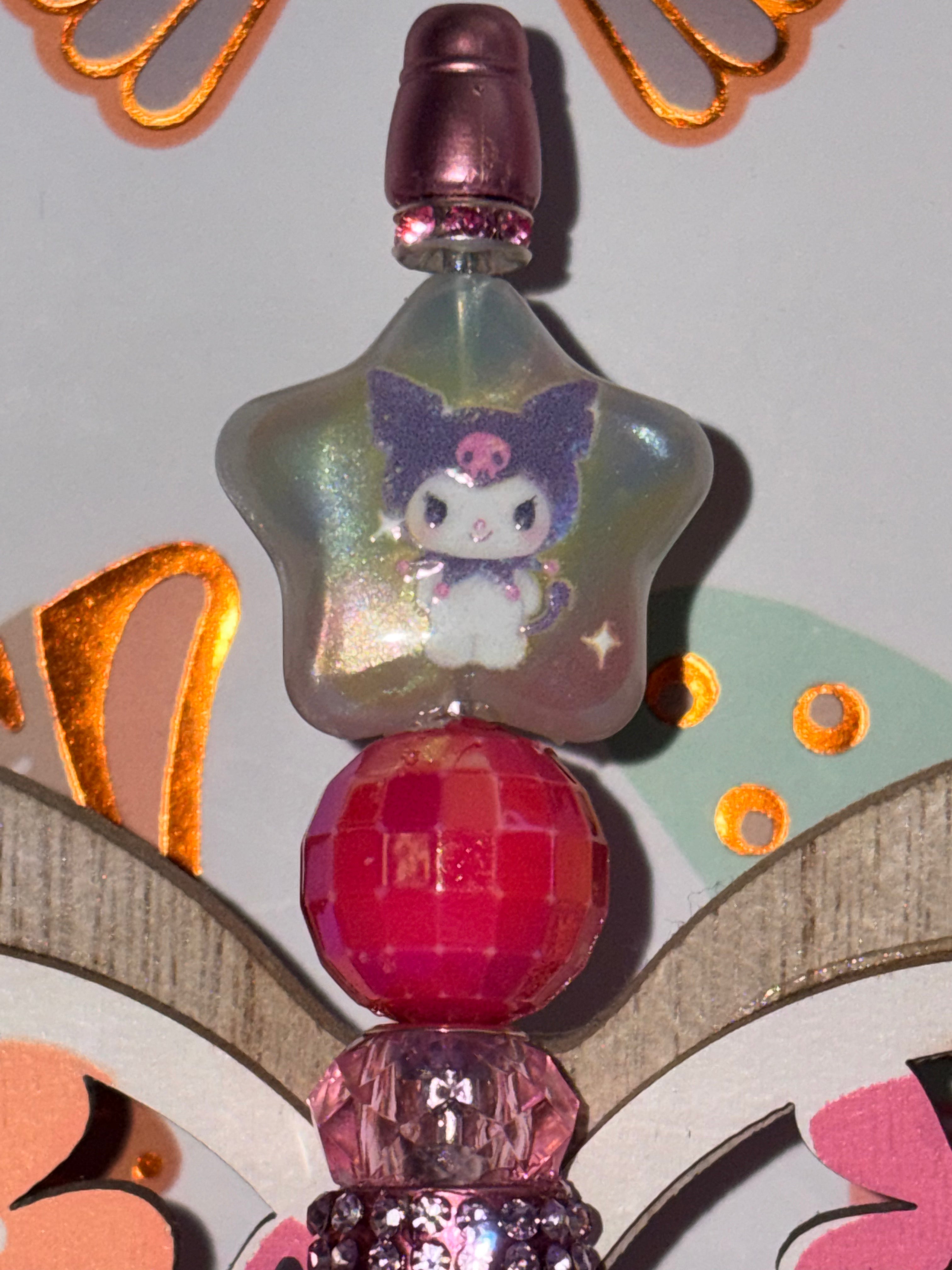Purple Kuromi Beaded Butterfly Pen