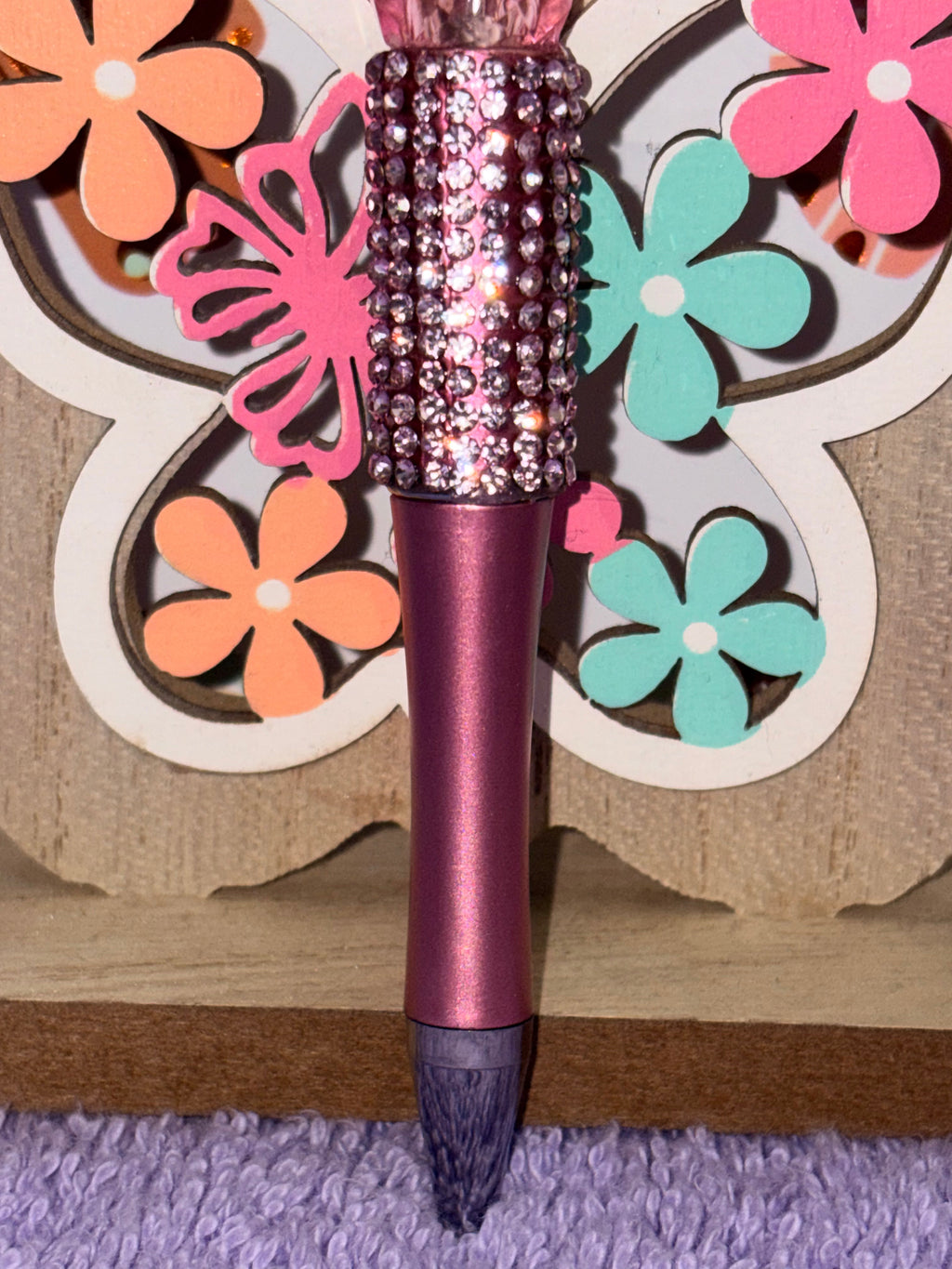 Purple Kuromi Beaded Butterfly Pen