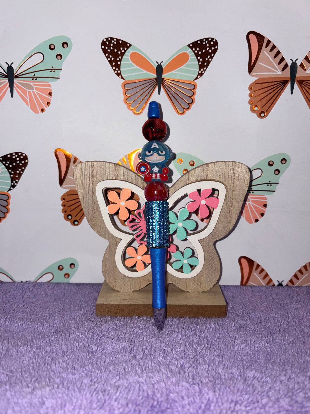 Captain America Beaded Pen
