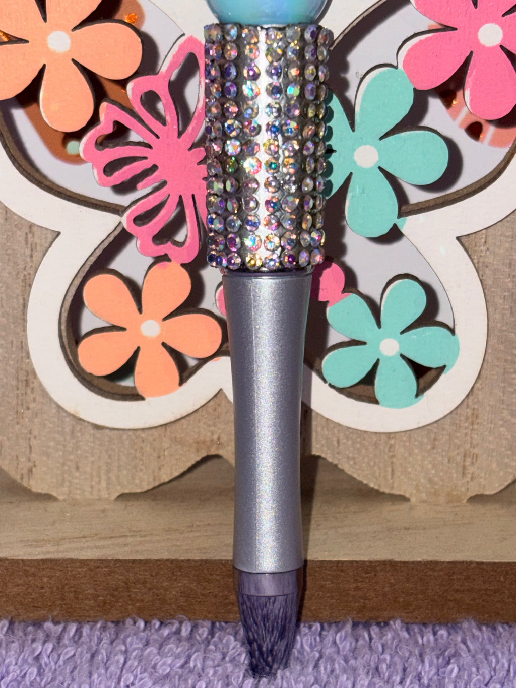 Blue Rose Rhinestone Beaded Pen