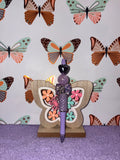 Purple Rose Bow Rhinestone Beaded Pen