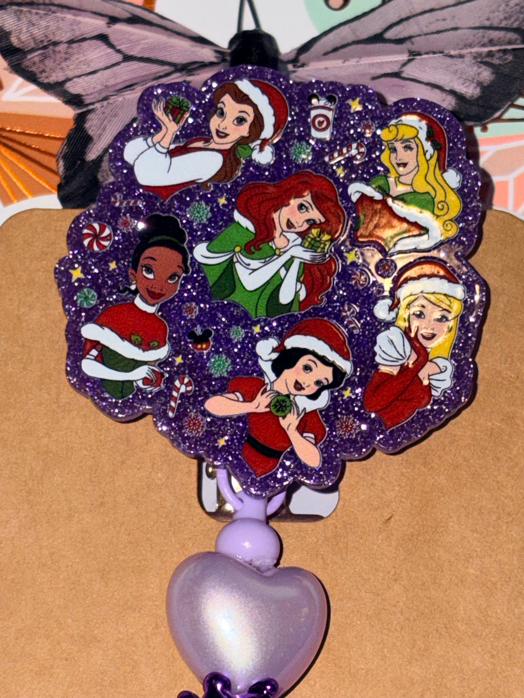Christmas Disney Princesses Beaded Badge Reel & Card Holder Set
