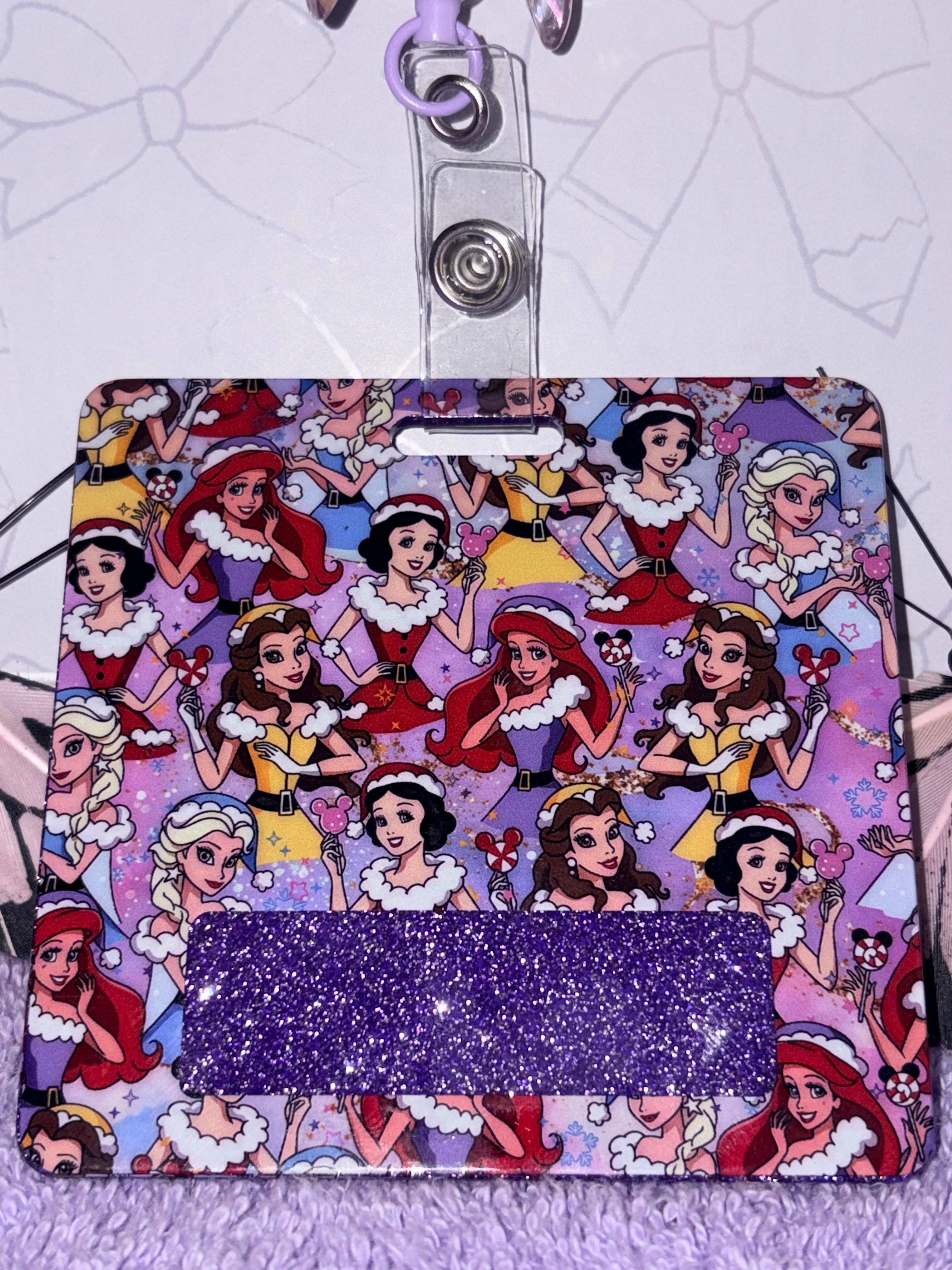 Christmas Disney Princesses Beaded Badge Reel & Card Holder Set