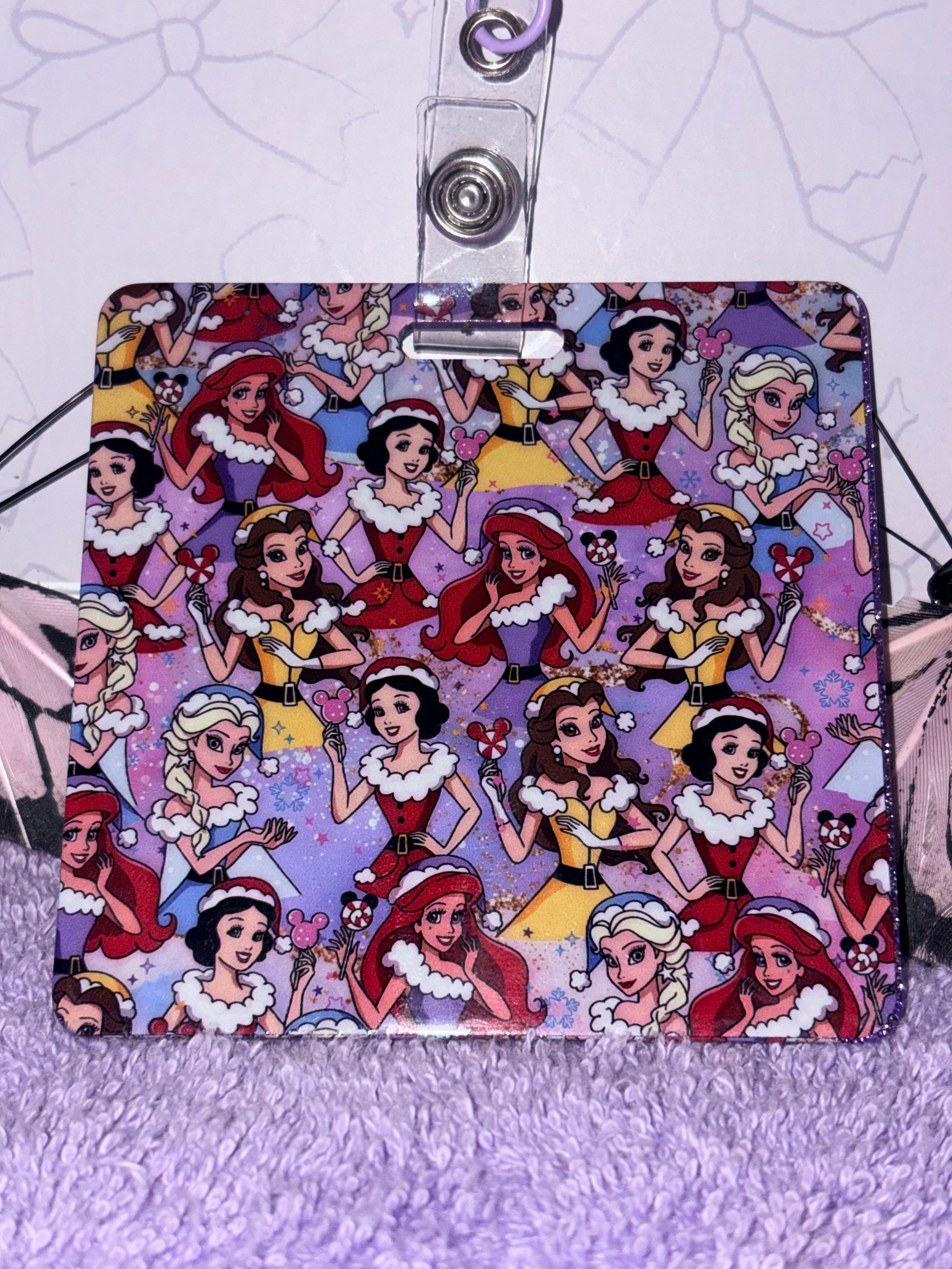 Christmas Disney Princesses Beaded Badge Reel & Card Holder Set