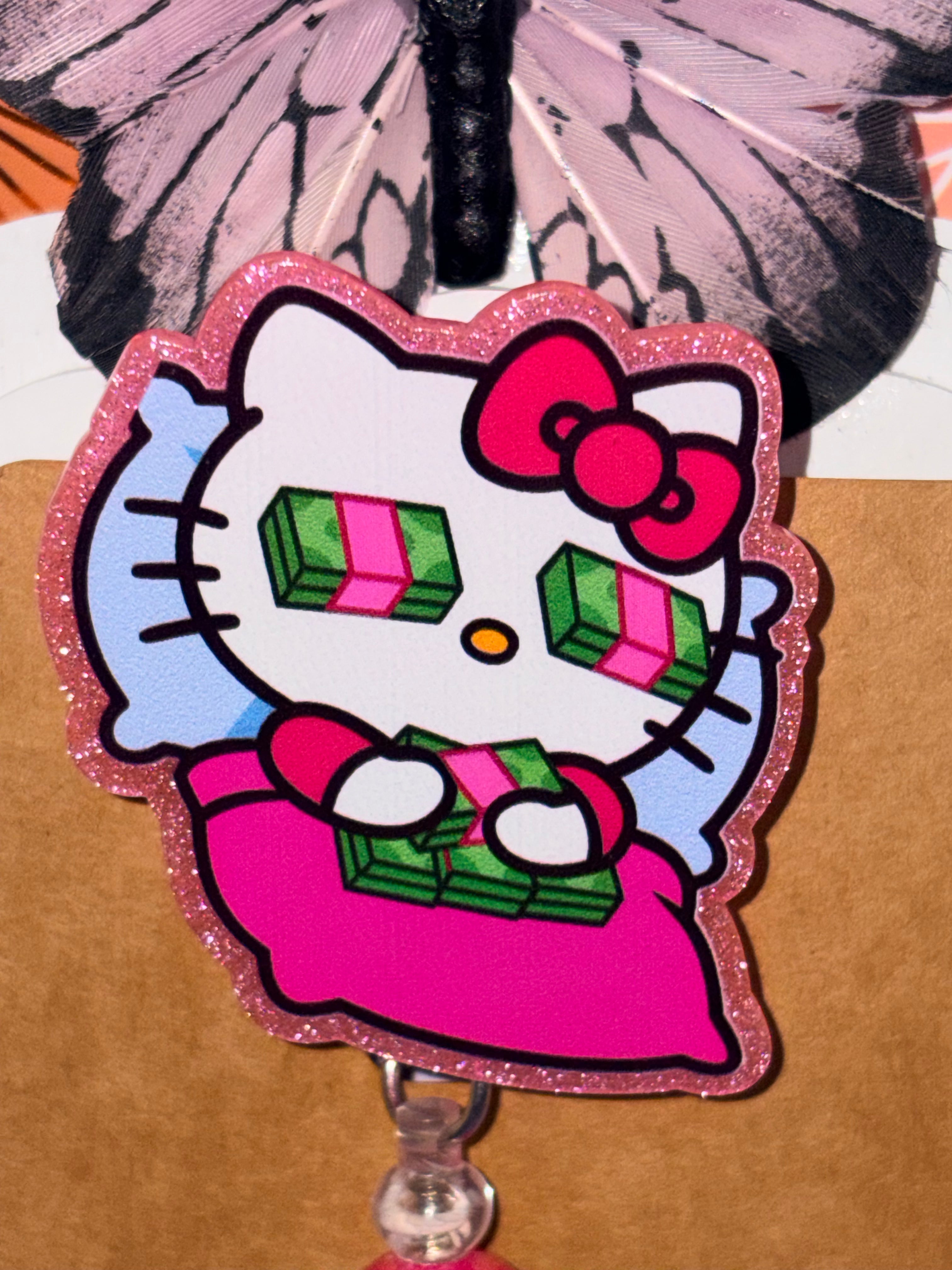 Hello Kitty Money Beaded Badge Reel & Strawberry Card Holder Set