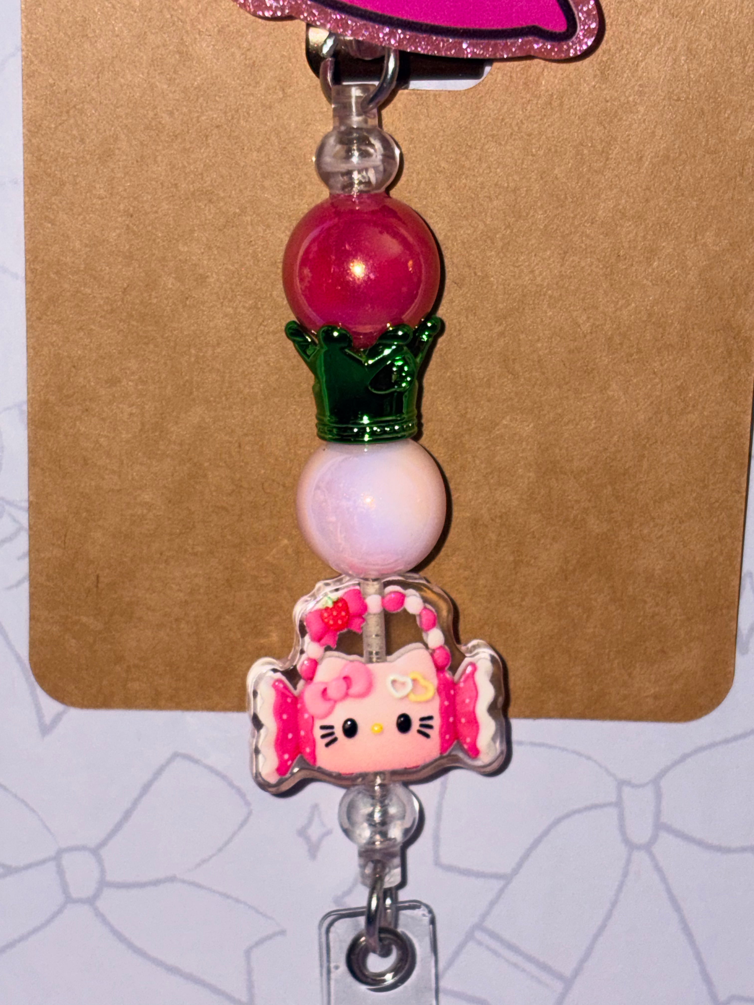 Hello Kitty Money Beaded Badge Reel & Strawberry Card Holder Set