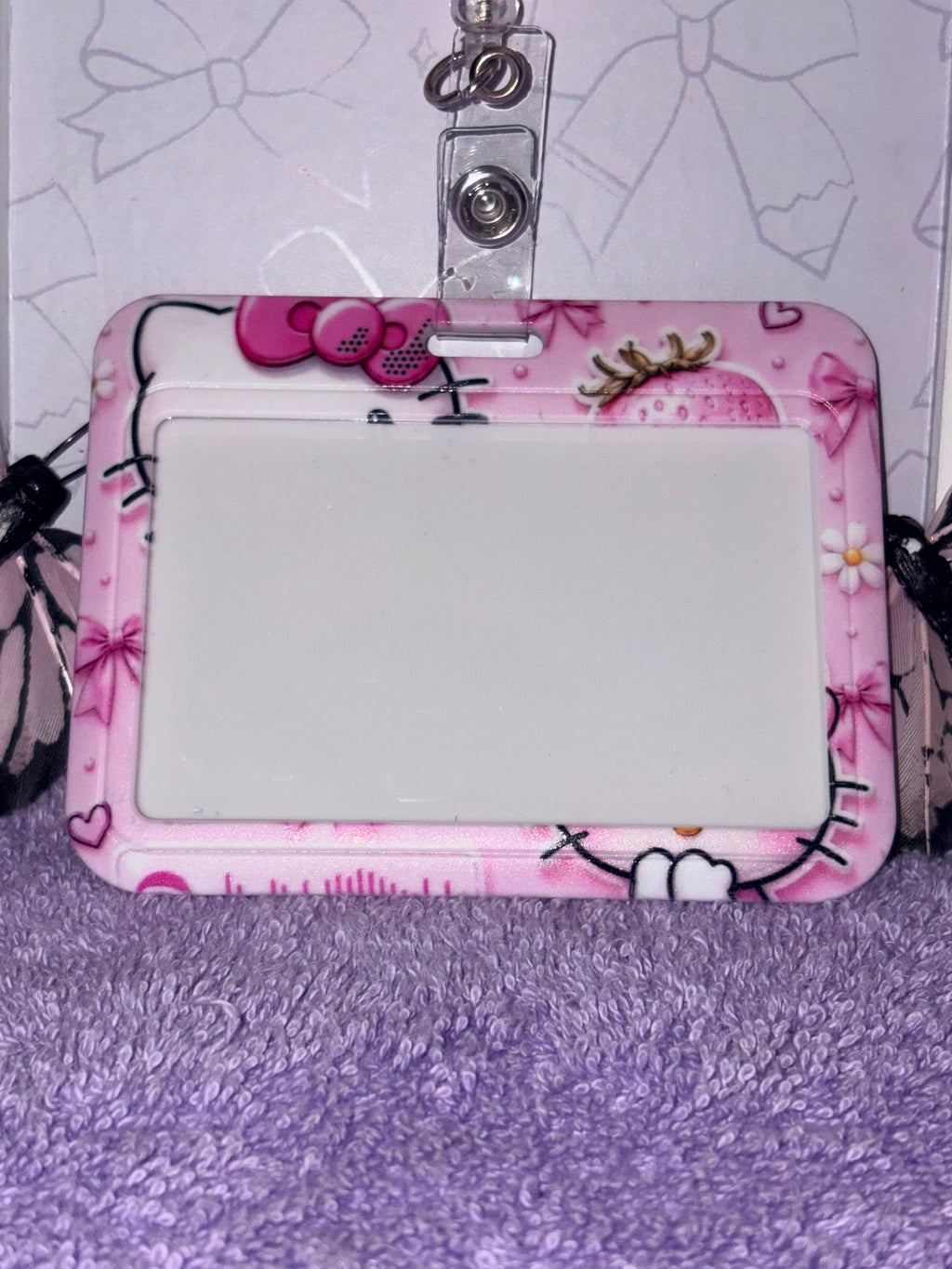 Hello Kitty Money Beaded Badge Reel & Strawberry Card Holder Set