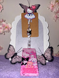 Hello Kitty Cloud Balloon & Kuromi Beaded Badge Reel + Sanrio Card Holder Set