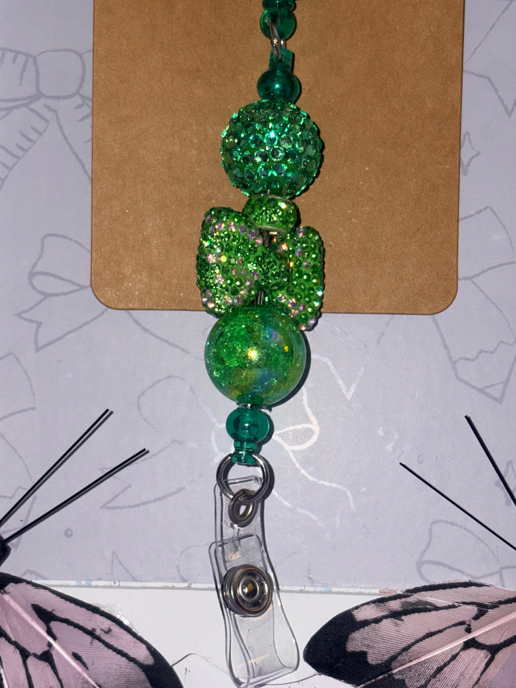 Princess Tiana RN Nurse Green Glitter Beaded Badge Reel – Handmade