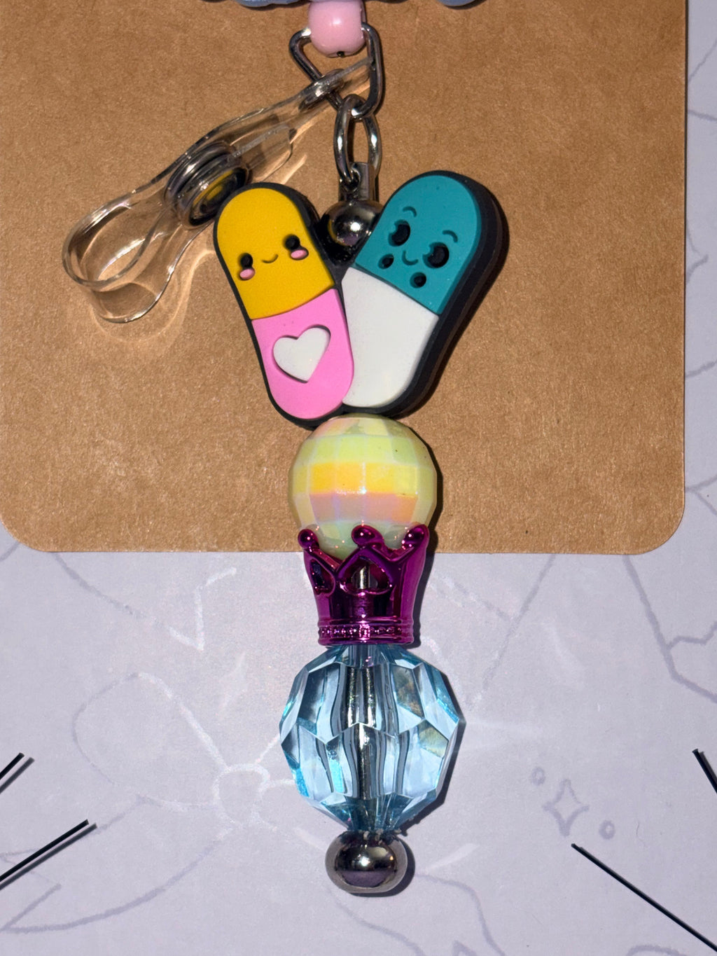 Medical Assistant Life Kawaii Pill Charm Beaded Badge Reel – Handmade