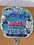 RN Registered Nurse One Patient at a Time Scrubs Charm Beaded Badge Reel – Handmade