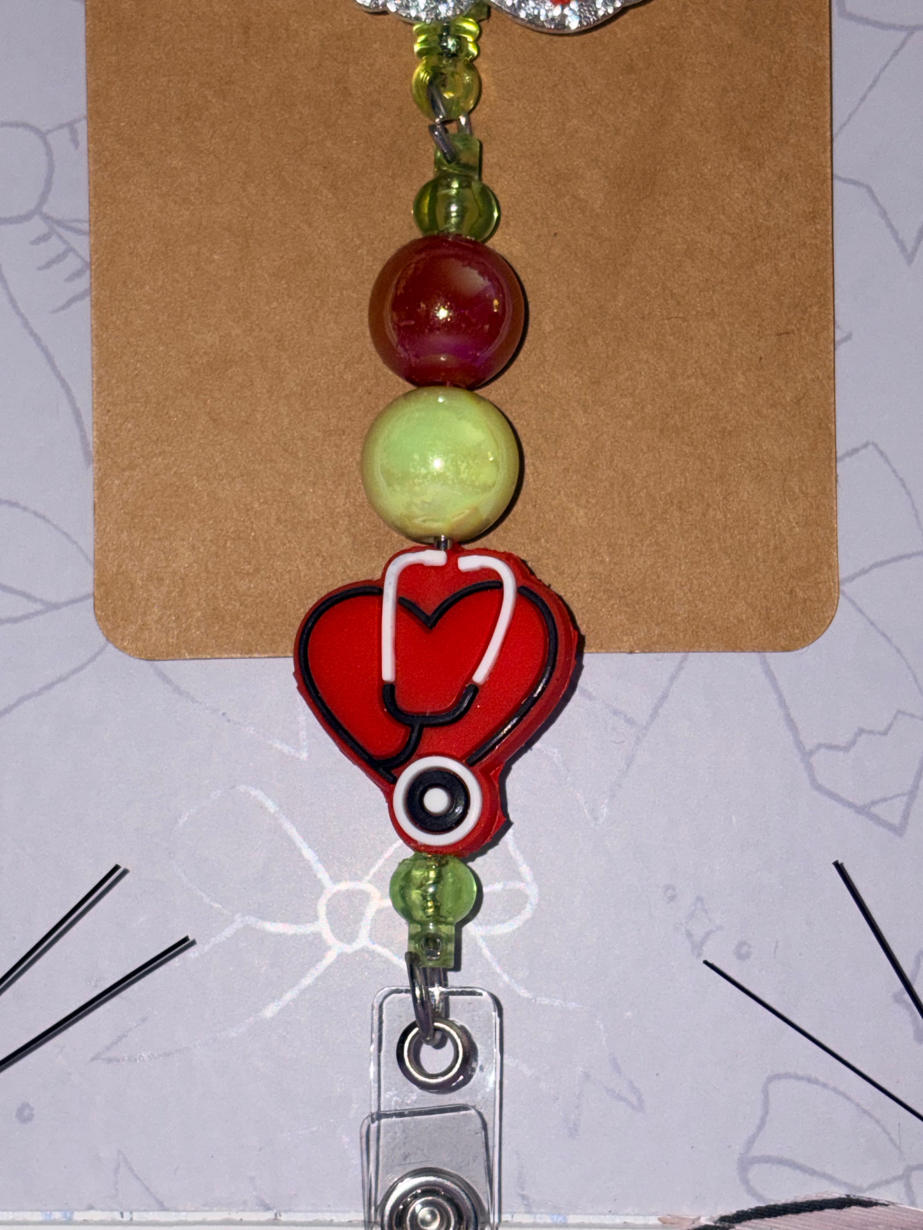 Nurse Practitioner To Infinity and Beyond Toy Story Silver Rhinestone Heart Stethoscope Beaded Badge Reel – Handmade
