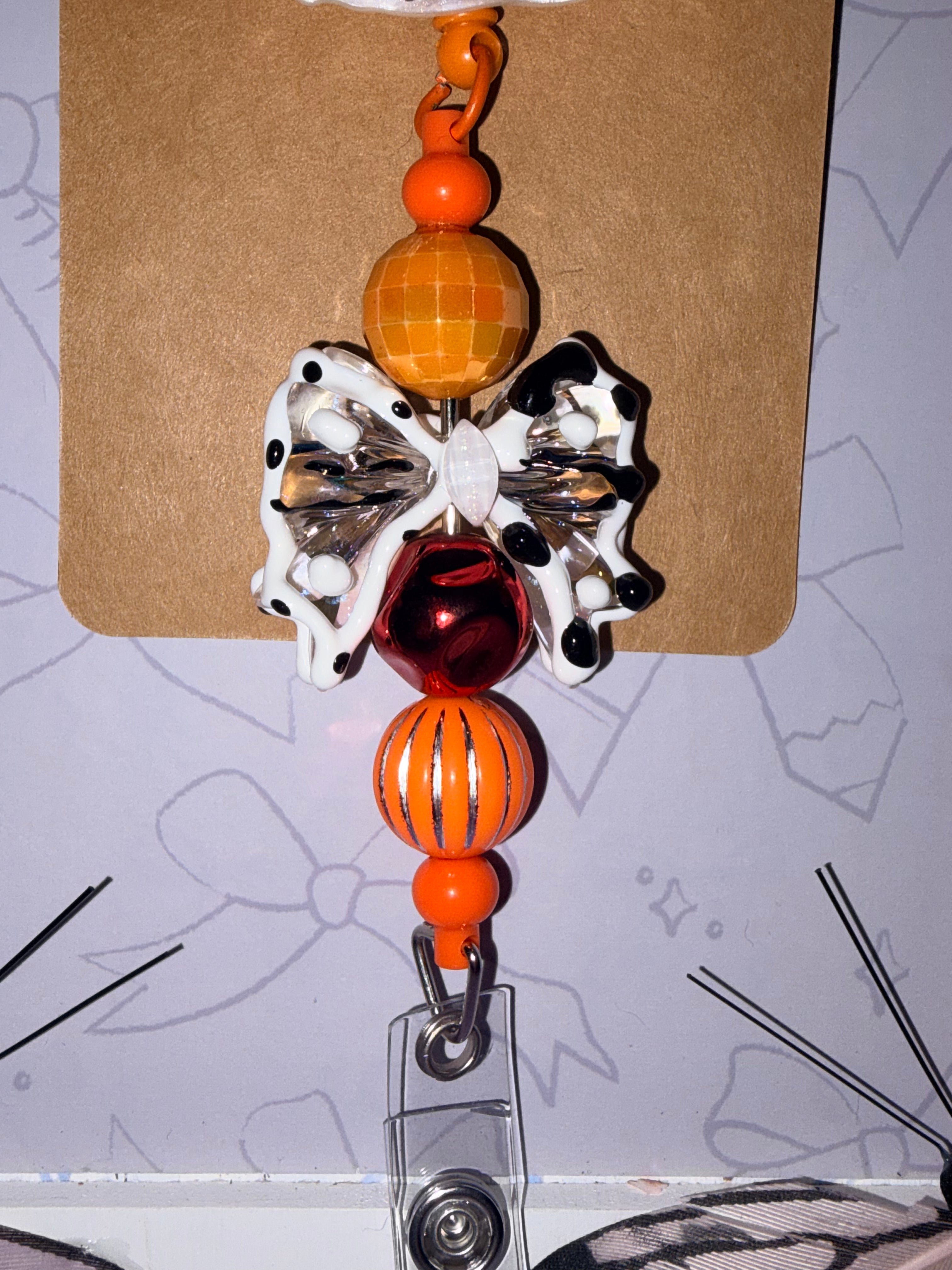 Halloween Nurse Ghost Beaded Badge Reel