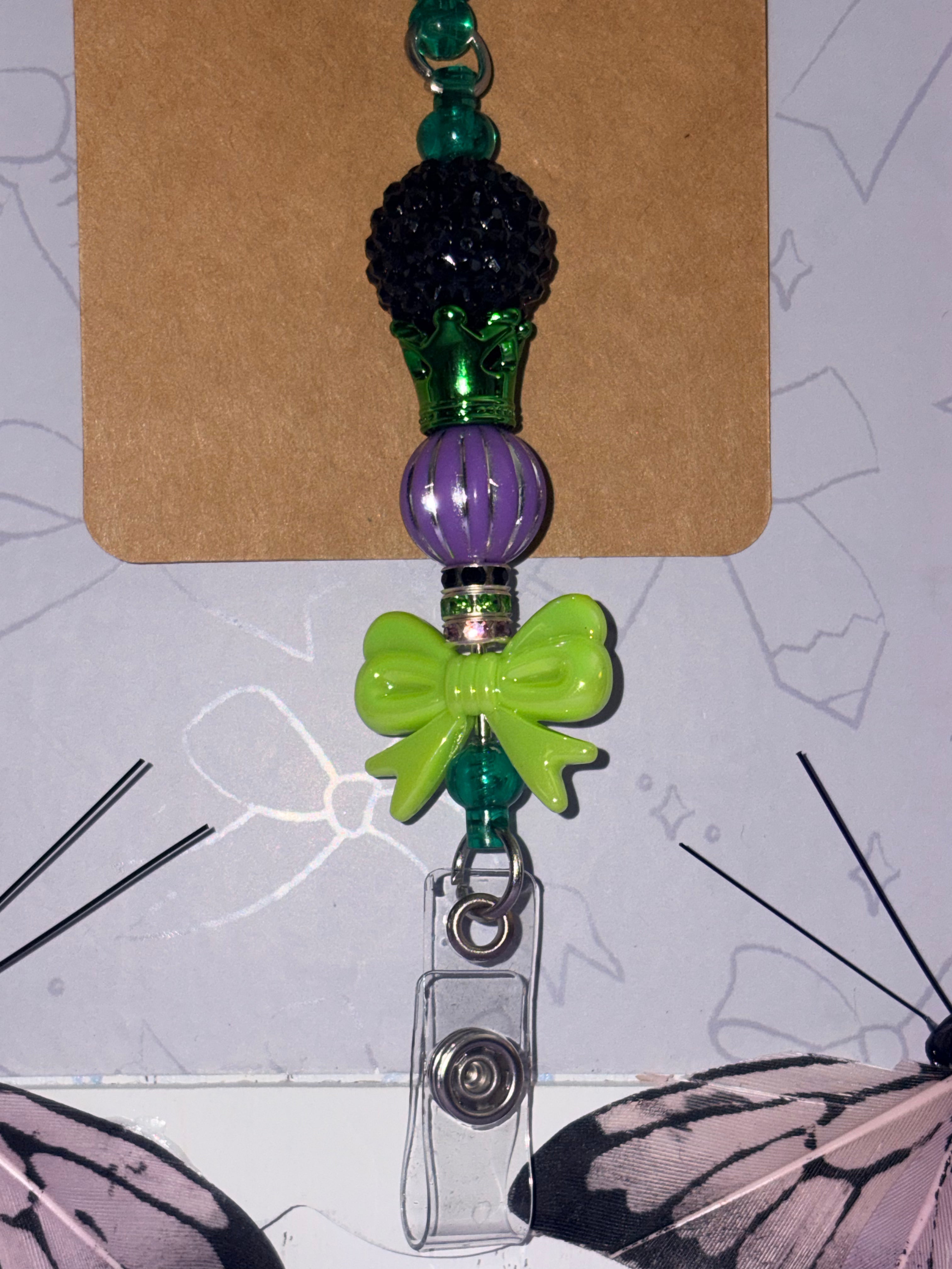 Frankenstein Couple Beaded Badge Reel