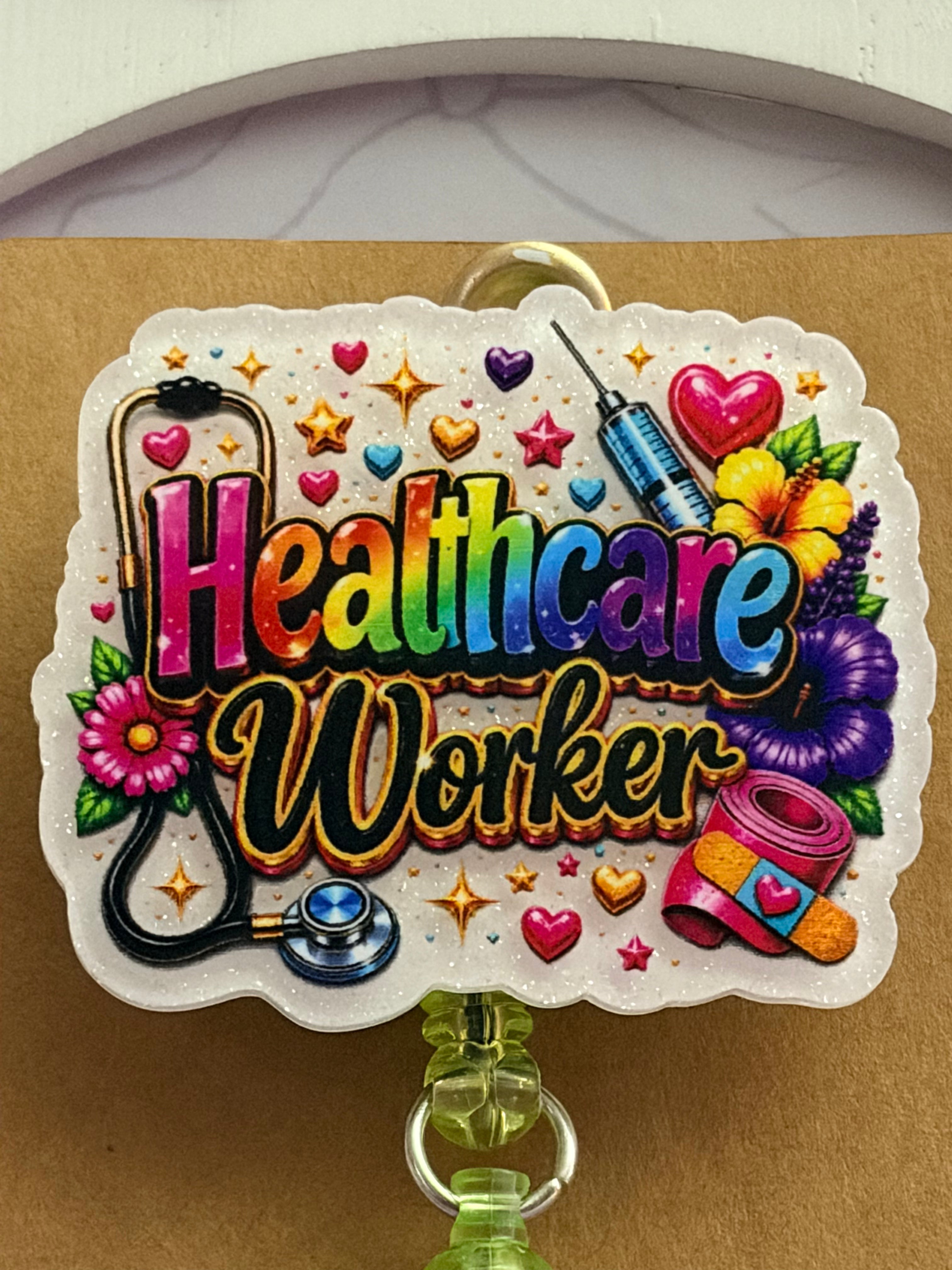 Healthcare Worker Beaded Badge Reel