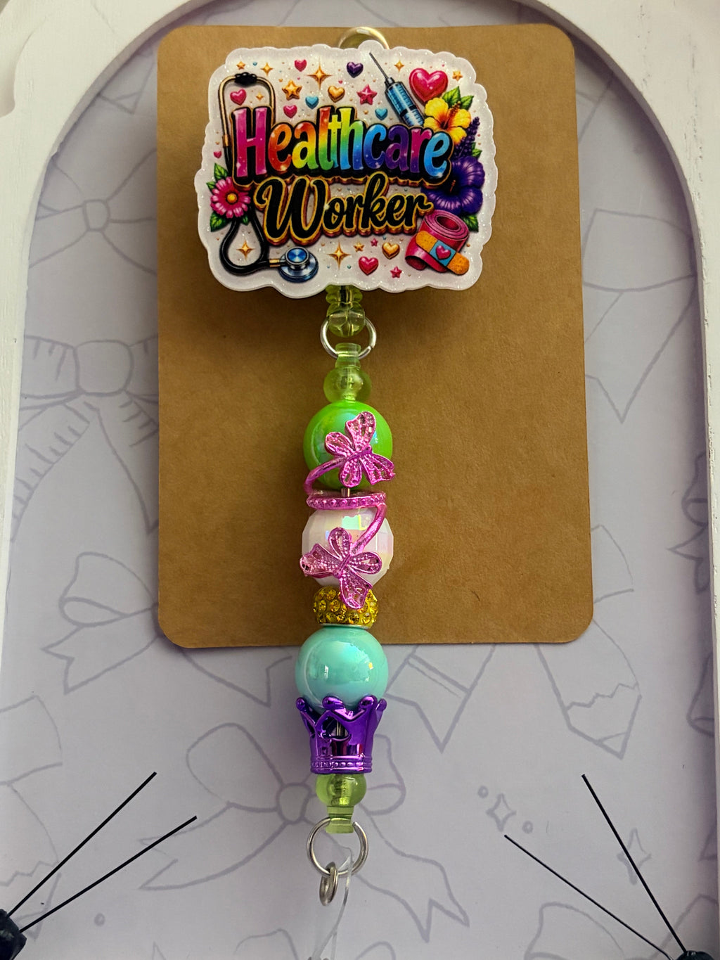 Healthcare Worker Beaded Badge Reel