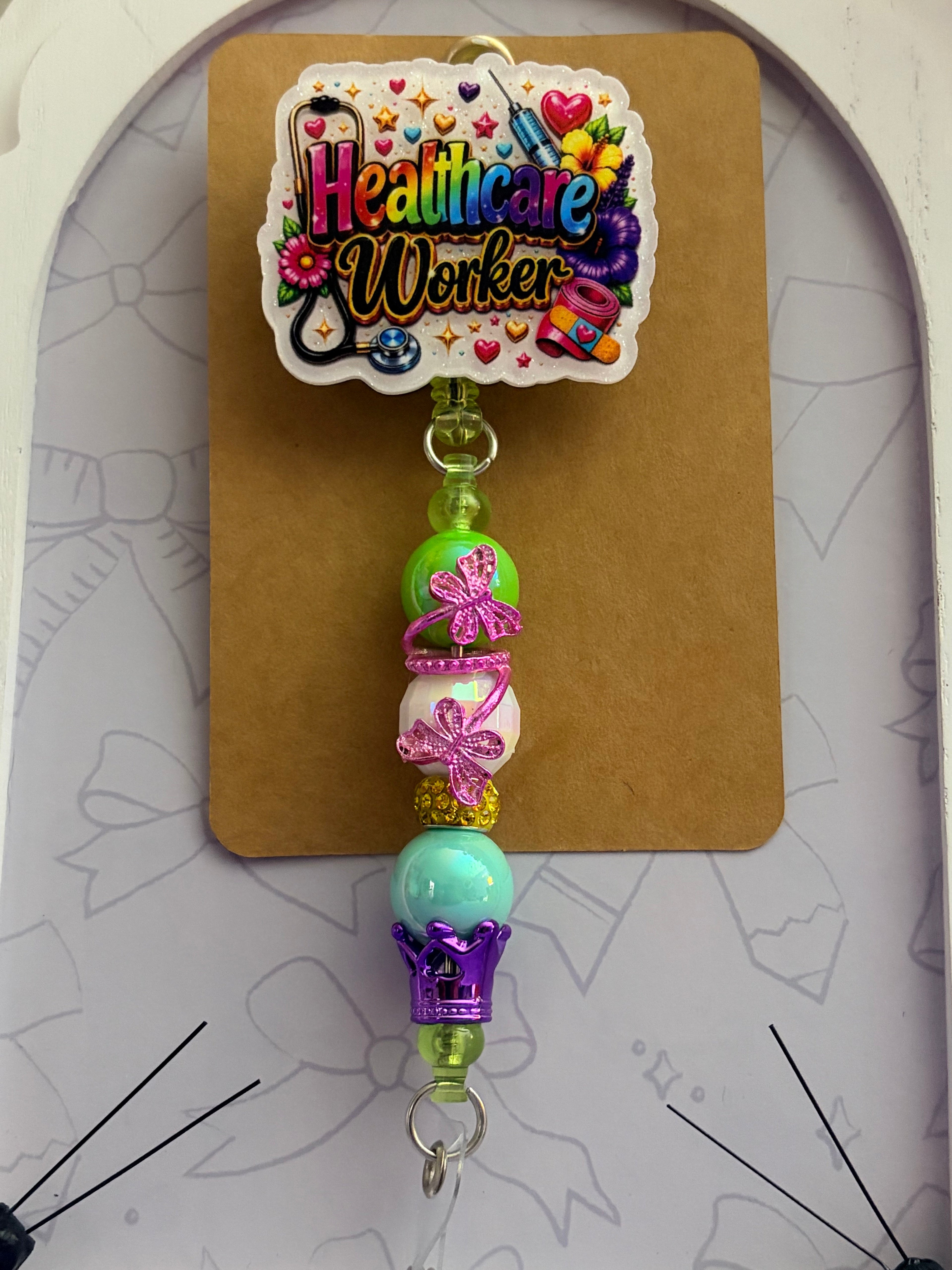 Healthcare Worker Beaded Badge Reel