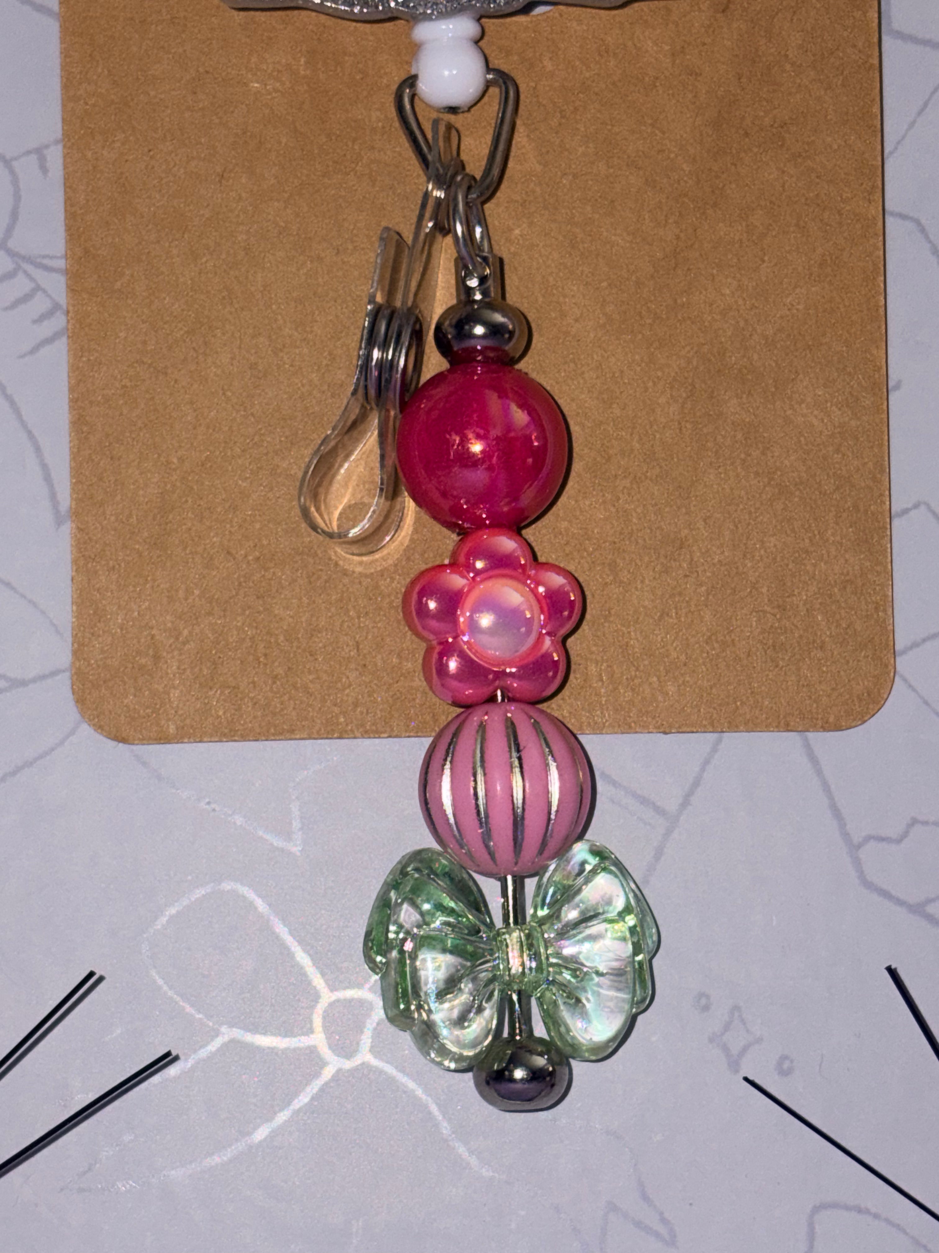 "Sorry I'm Late, I Didn't Want to Come" Frog Beaded Badge Reel