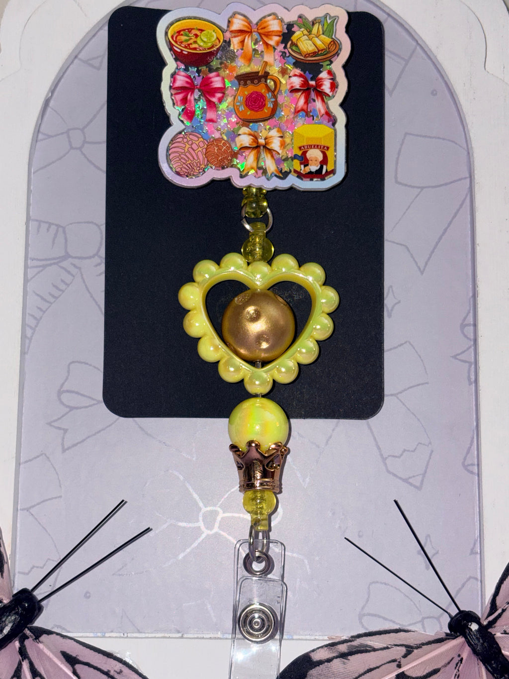 Mexican Food & Abuelita Shaker Beaded Badge Reel