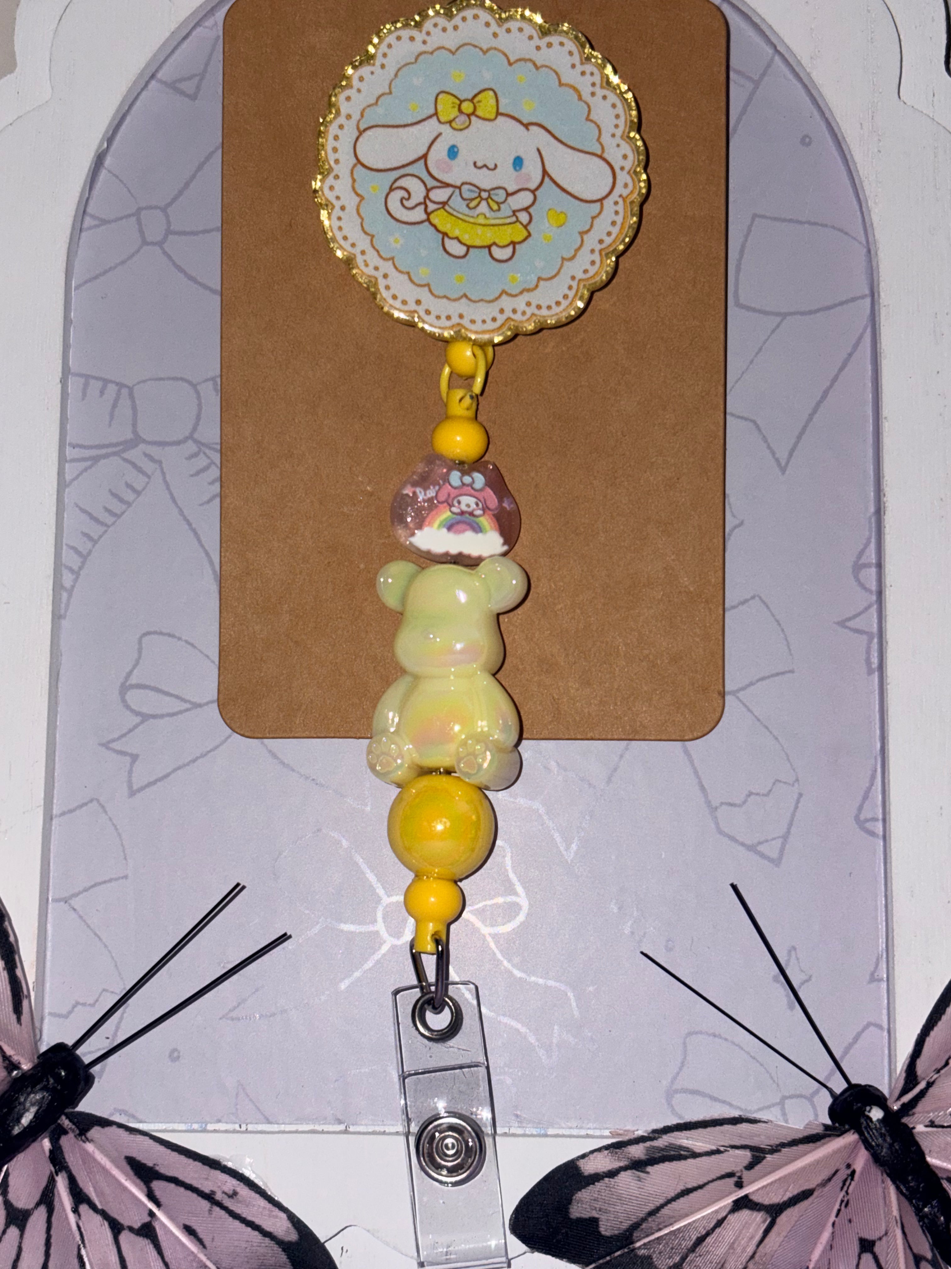 Cinnamoroll Kawaii Beaded Badge Reel