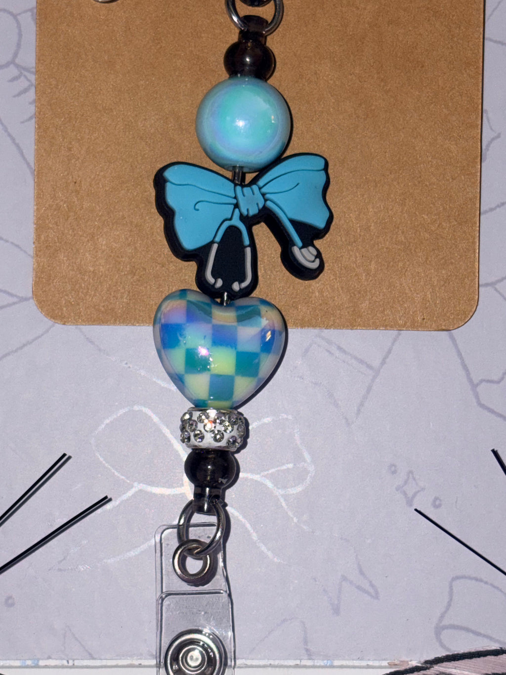 Leopard Print Nurse Stethoscope Beaded Badge Reel